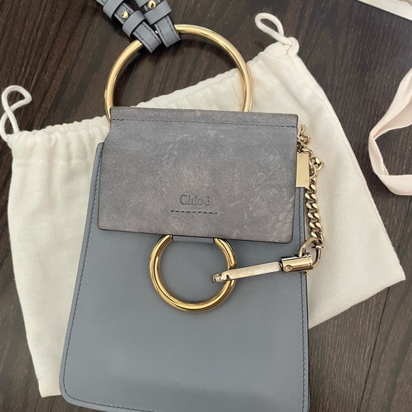 Chloe mini Faye bracelet bag. Color is a blue/grey - Picture 2 of 5